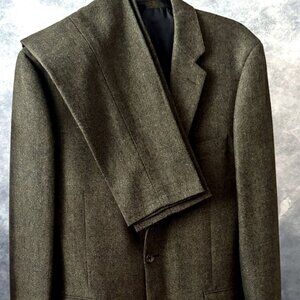 J.Crew Men’s Olive Tweed Suit – 42L Jacket / 34x34 Trousers – Slim Fit
